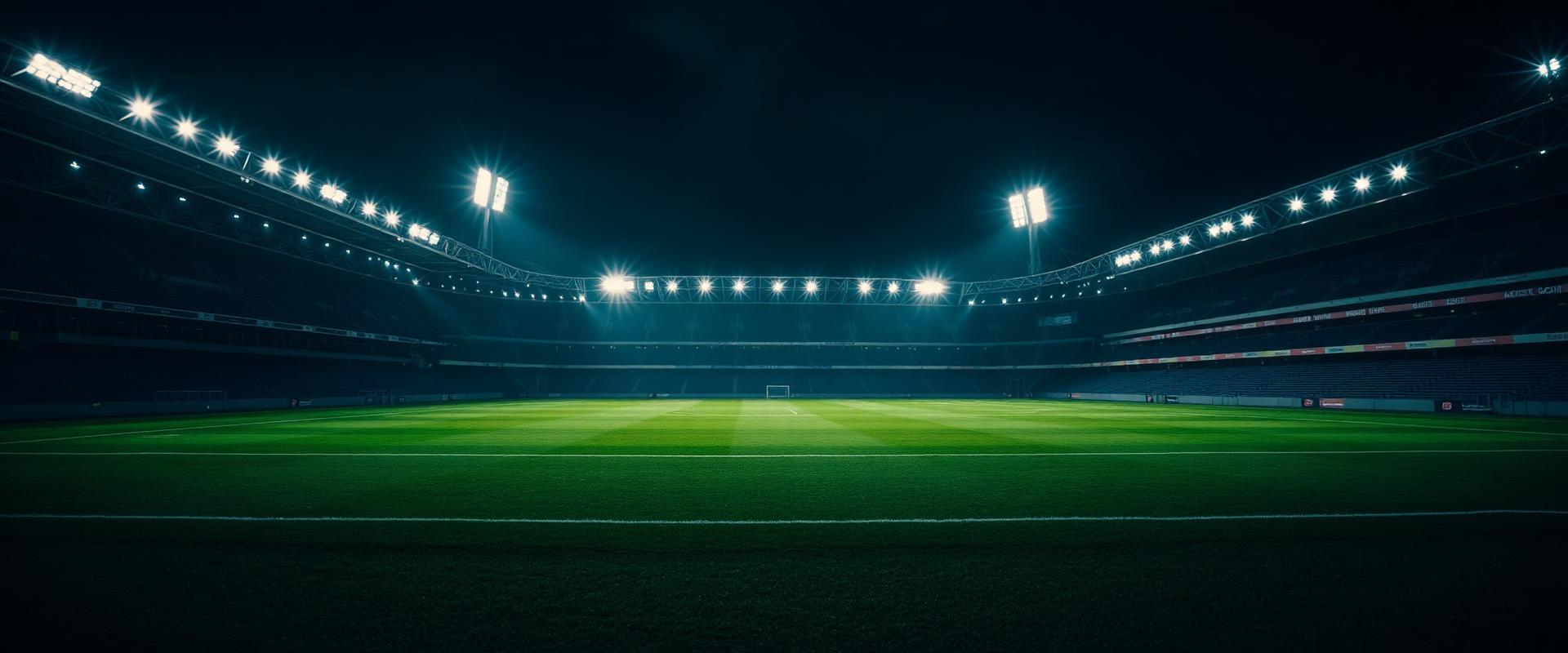 Floodlit Premier League stadium at night